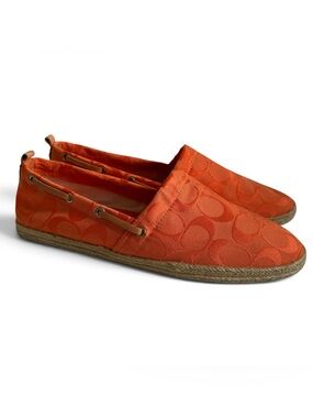 Coach Mellow Orange Signature C Canvas Espadrille Slip On Flats Jute 10 Coastal